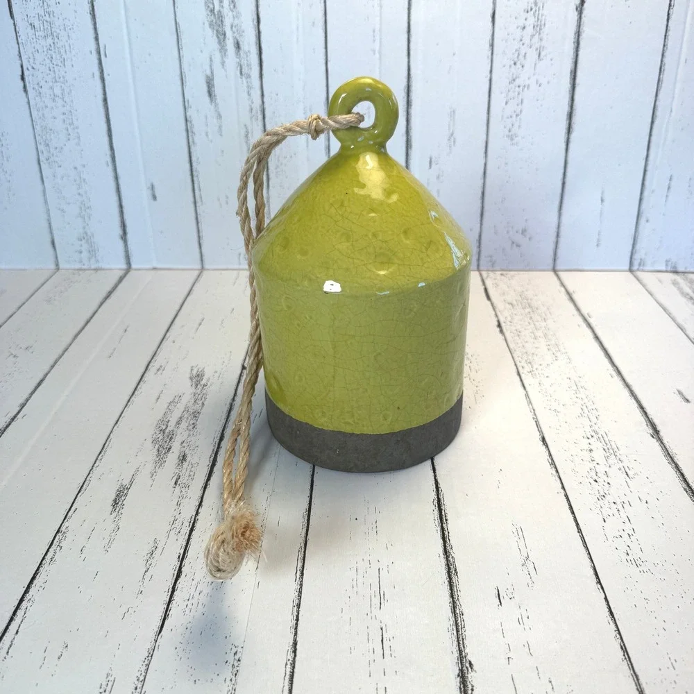 Ceramic Birdhouse Hanging‎ Lantern Green Crackle Glaze